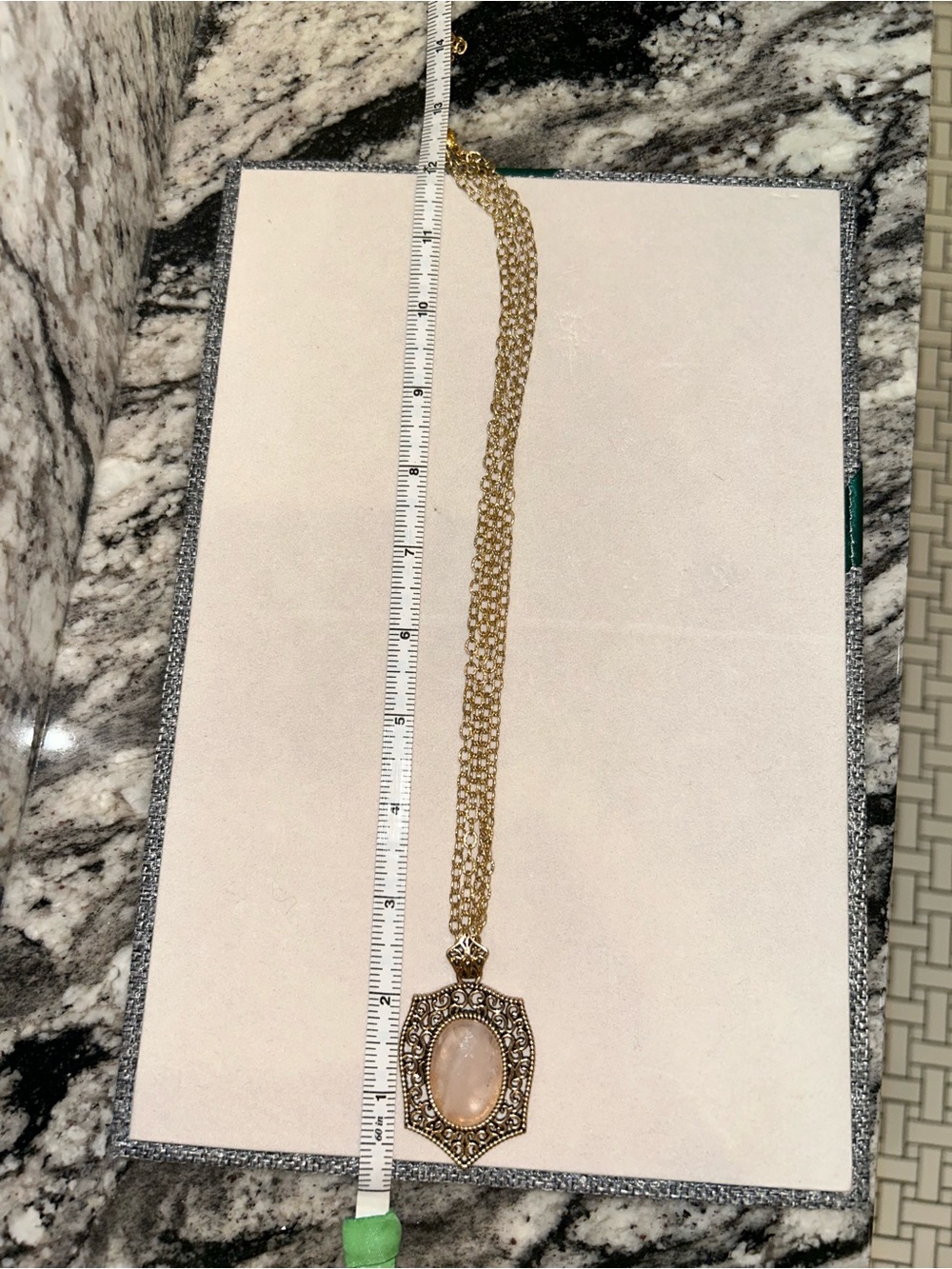 Barse Bronze Filigree Necklace With Pale Pink Rhodochrosite Caboch View 5